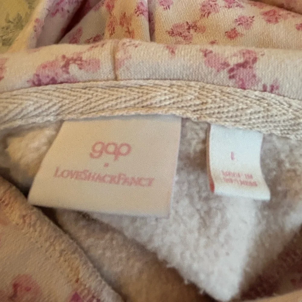 Gap × LoveShackFancy Kids Floral Logo Joggers + Hoodie Pink Set Size M and L